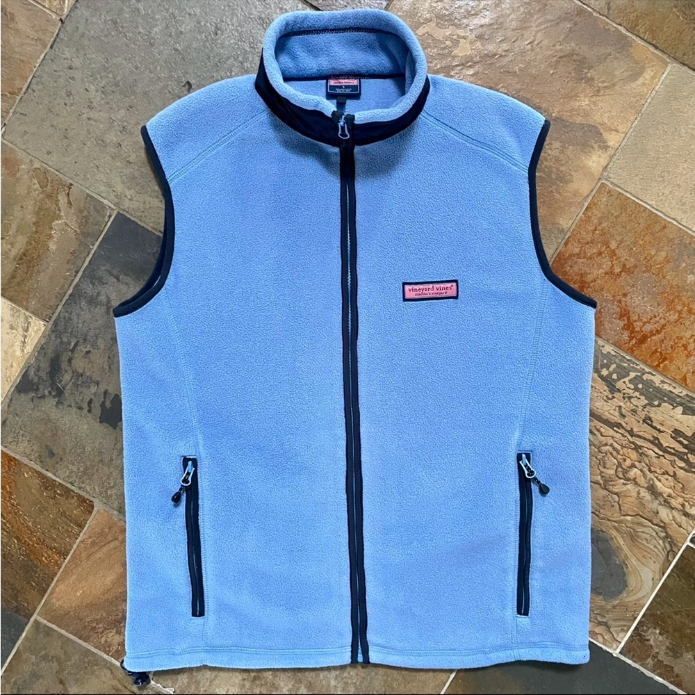 Vineyard Vines•Harbor Fleece Vest•Small•
Full-Zip•Gulf Blue~Nautical Navy Trim